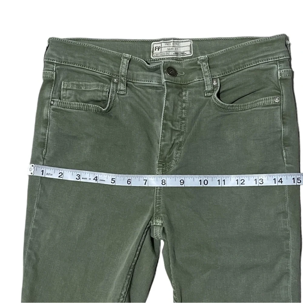 Free People Green‎ Distressed Skinny Jeans Size 27